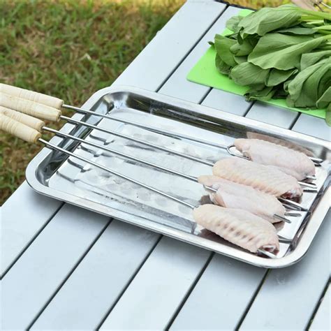 10pcs U Shape Bbq Roast Barbecue Needle Metal Kebab Skewers 35cm