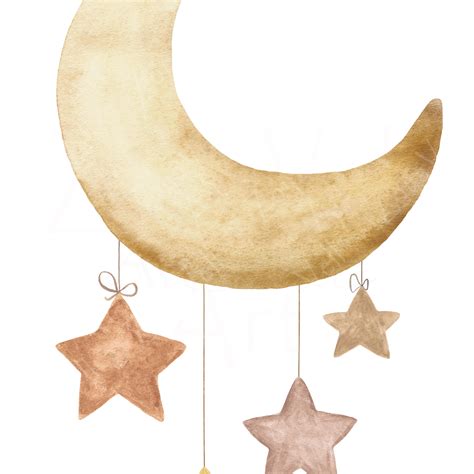 Watercolor Crescent Moon