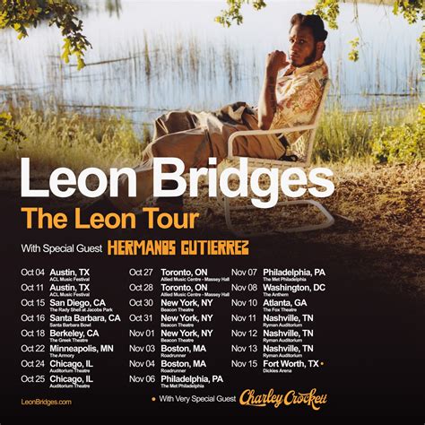 Leon Bridges Tour 2024 Vip Packages Price List Mamie Rozanna