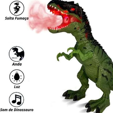 Dinossauro T rex Grande Solta Fumaça Anda Emite Som Dino Tiranossauro