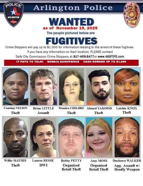 Crime - ARLINGTON POLICE DEPARTMENT'S MOST WANTED LIST FOR 11/19/25 If ...