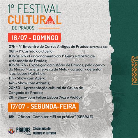 1º Festival Cultural de Prados evento inédito da Prefeitura vai