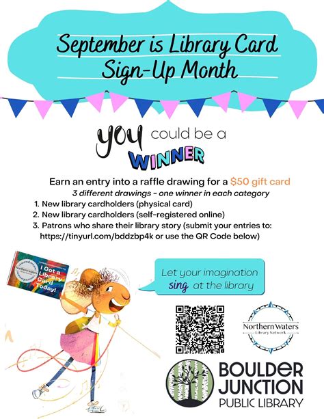 September Is Library Card Sign Up Month Boulder Junction Public Library