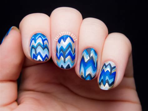 Blue Dripping Chevron Nail Art Chalkboard Nails Phoenix Arizona