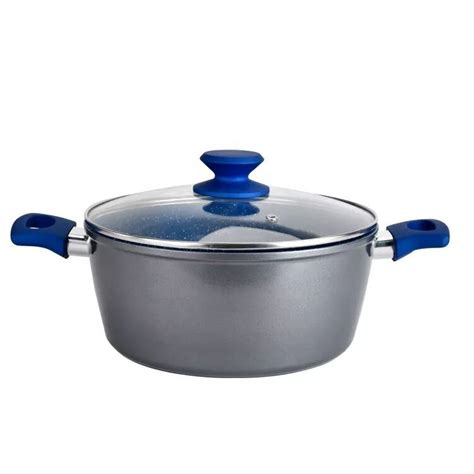 Factory Custom Casserole Aluminum Pots Pans Blue Marble Coating Non