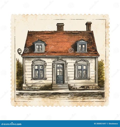 Vintage Poster Style: Old House in the Frame with Hand-painted Details