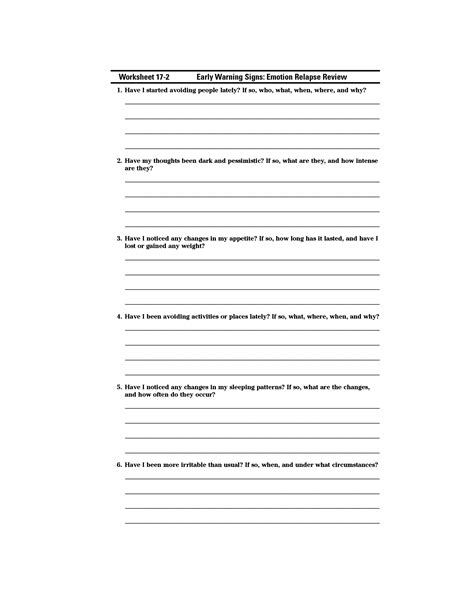 13 Relapse Prevention Plan Worksheets Free Pdf At