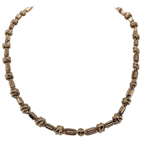 14 Karat Rose Yellow Gold Link Necklace For Sale At 1stdibs