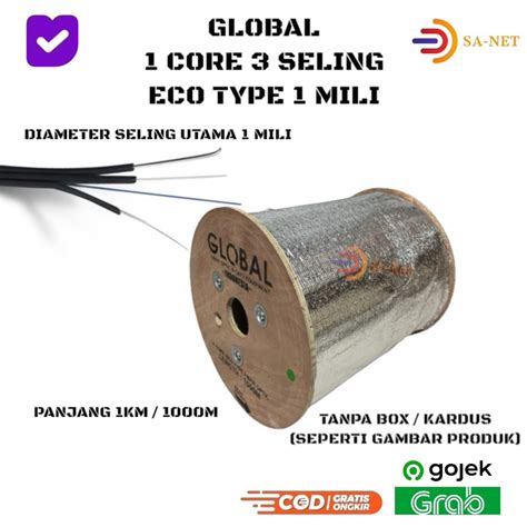 Jual GLOBAL 1 CORE 3 SELING 1KM 1000M DROPCORE KABEL FO FIBER OPTIC