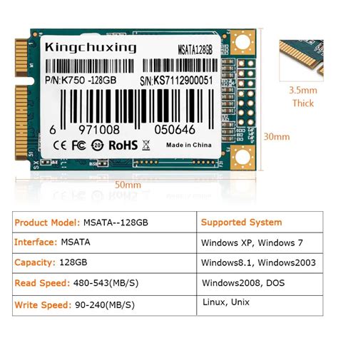 Kingchuxing Unidade Interna De Estado S Lido SSD MSATA SATA 64GB 128GB