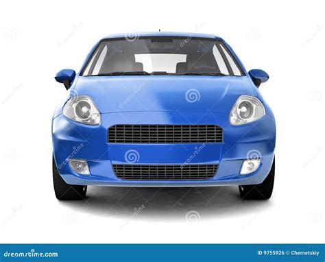 Compact Blue Car Front View Stock Illustration Illustration Of