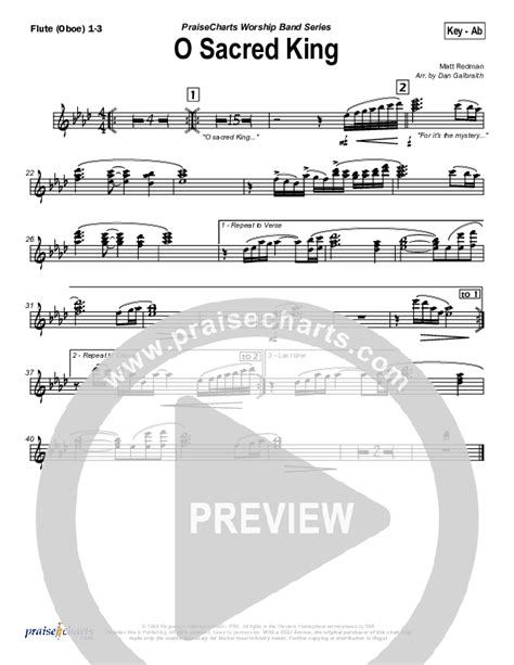 O Sacred King Flute Oboe Sheet Music Pdf Matt Redman Praisecharts