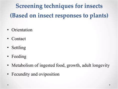 Screening Techniques for Different Insect Pests in Crop Plants | PPTX