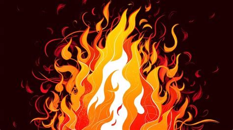 Premium Vector | A painting of fire flames with a red background