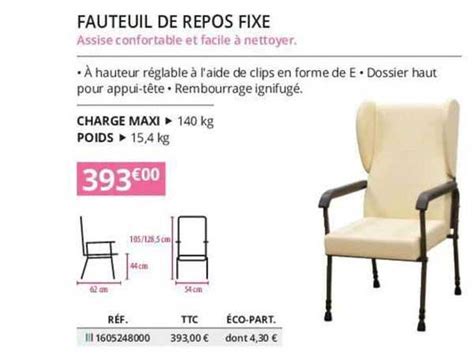 Promo Fauteuil De Repos Fixe Chez Distri Club M Dical Icatalogue Fr