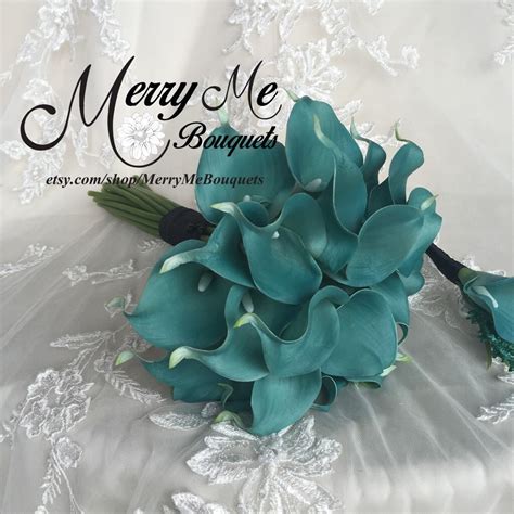 Teal Calla Lily Bouquet True Touch Calla Lily Bouquet Teal