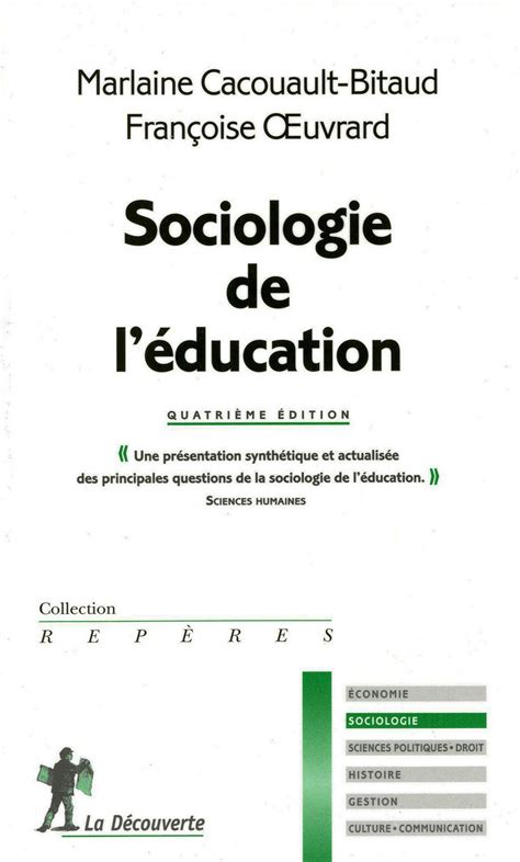 Sociologie de l éducation Marlaine Cacouault Bitaud Françoise