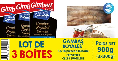 GIMBERT OCÉAN Gambas royales sauvages crue surgelées 3586410413533