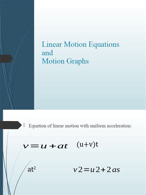 Linear Motion Equations and Motion Graphs | PDF