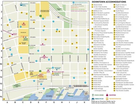 Seattle downtown accommodations map - Ontheworldmap.com