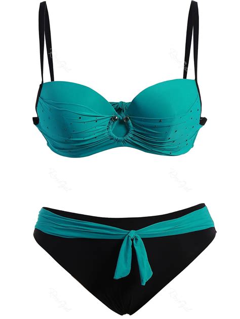 Green L Plus Size Bandeau Backless Bikini Set Rosegal