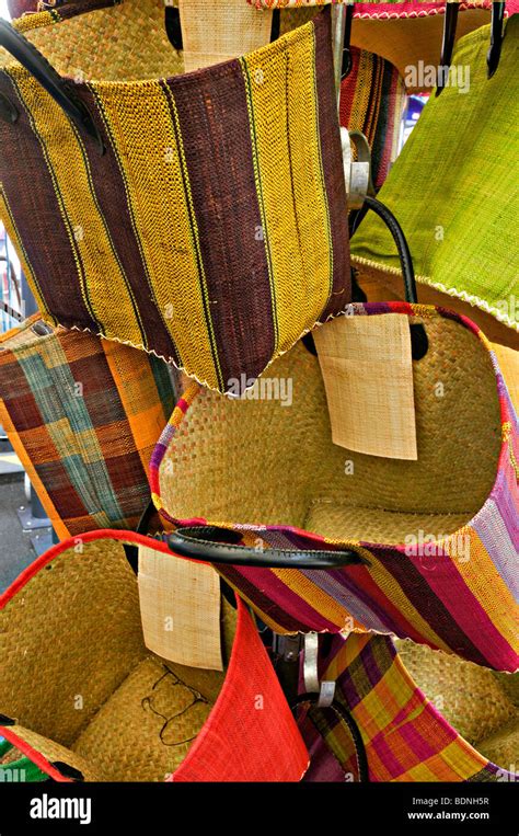 Colorful Hand Baskets On A Market Stall France Stock Photo Alamy