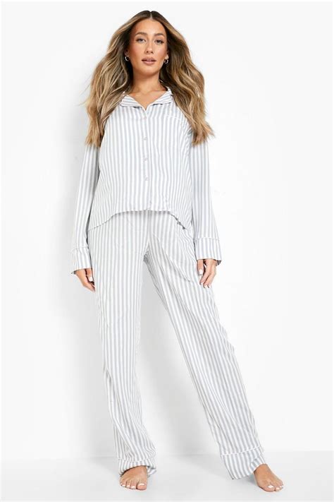 Maternity Cotton Stripe Pyjamas Boohoo Uk