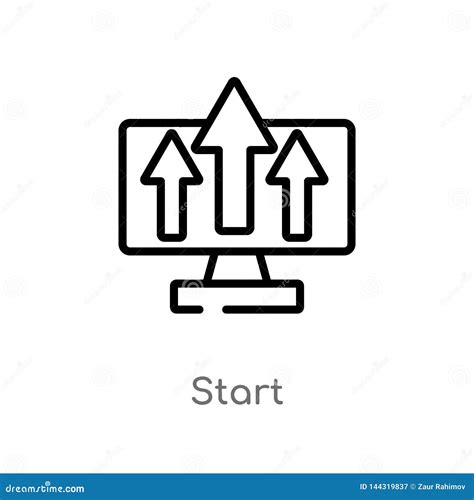 Icono Del Vector Del Comienzo Del Esquema L Nea Simple Negra Aislada