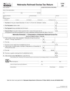 Fillable Online Revenue Ne Nebraska Railroad Form 34 Fax Email Print