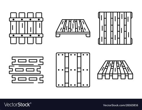 Pallet Icons Set Outline Style Royalty Free Vector Image