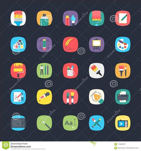 Iconos Planos Del Vector Del App Fijados Stock de ilustración