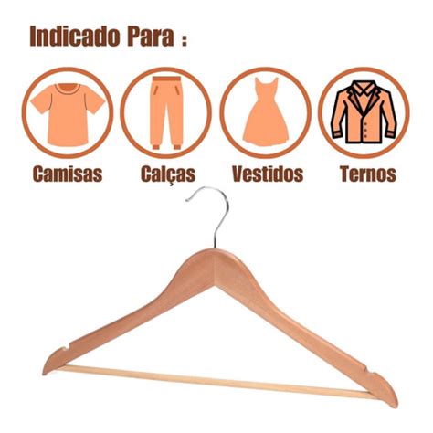 Cabide De Madeira De Roupa Cal A Adulto Kit Unidades No Shoptime