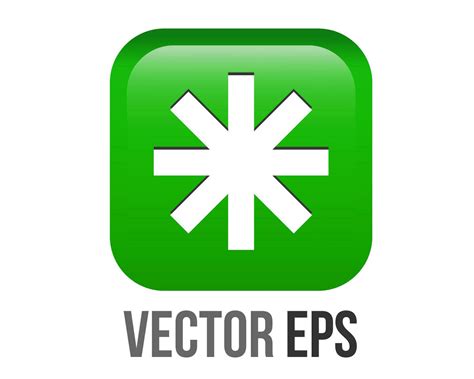 Vector Green Rounded Square Bullet Sparkle Eight Spoked Asterisk Point