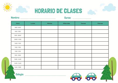 Horario Plantillas Horarios Horarios Para Imprimir Fuentes De