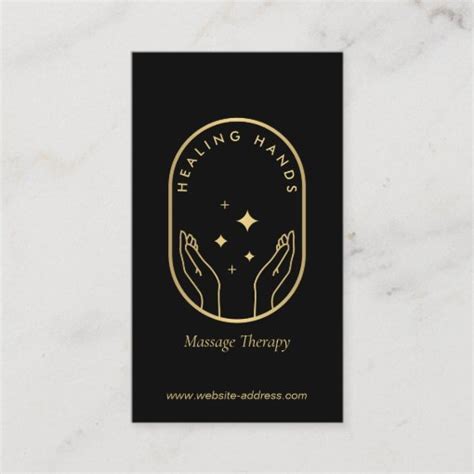 Modern Healing Hands Massage Wellness Gold Logo Business Card Zazzle