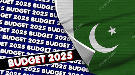 Bandera realista de Pakistán con presupuesto 2025 Título Textura de