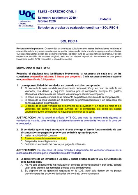 Sol Pec Derecho Civil Ii Semestre Septiembre