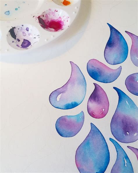 Watercolor Drops By BRITcolors Handmade Colorful Watercolor Painting