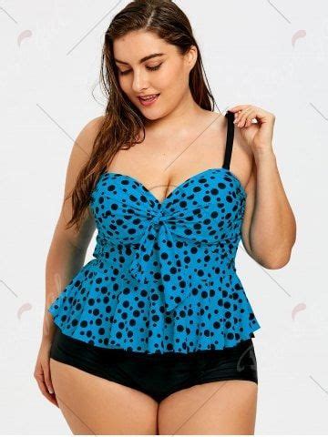 Plus Size Flounce Polka Dot Tankini Plus Size Tankini Tankini Polka