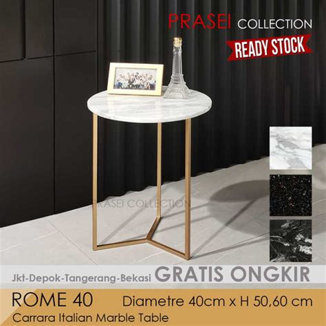 Jual ROME Carrara Marble Side Table I Meja Marmer Carrara Bulat I