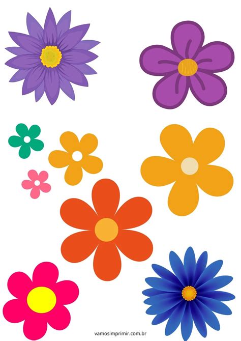 Molde De Flor Colorida Para Imprimir - Molde de flor para imprimir – Vamos Imprimir