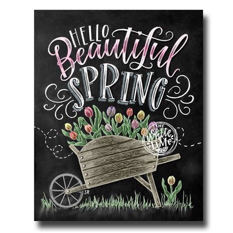 Spring Art Hello Spring Spring Sign Chalk Art Chalkboard Etsy