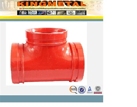 Fm Ul Approved Ductile Iron Red Grooved Equal Tee China Grooved