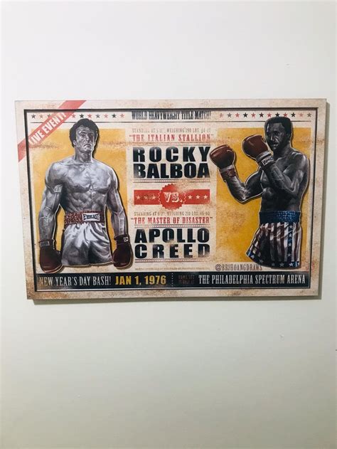 Rocky Balboa Vs Apollo Creed 3d Printing Poster Embossed Wall Etsy