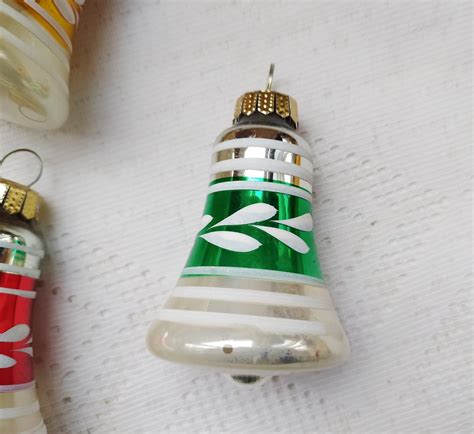 Set Of 12 Christmas Mercury Glass Bell Ornaments Christmas Etsy