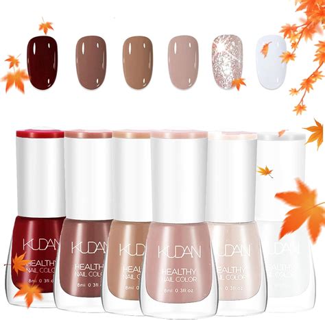 Autumn Nail Set Long Lasting Nude White Brown Nail Varnish Non