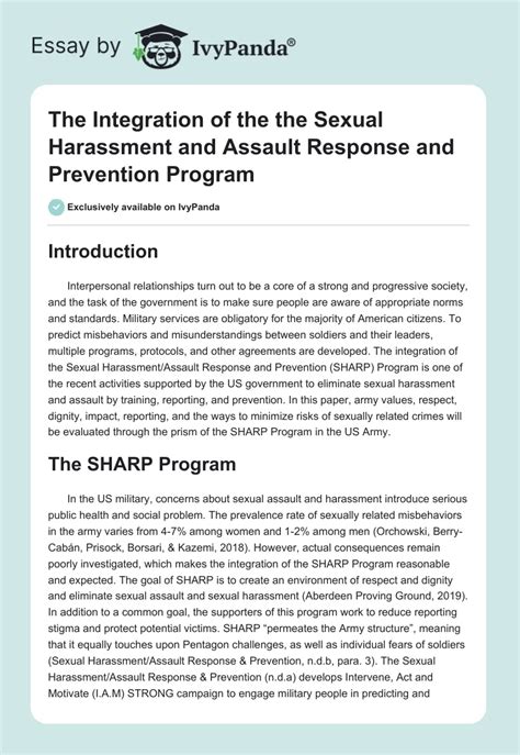 Sexual Harassment And Assault Response And Prevention 864 Words