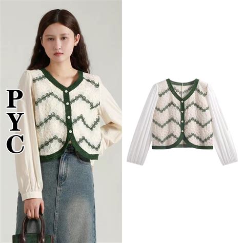 Jual Garis Gelombang Blouse Korean Style Crop Blouse Baru Type Import