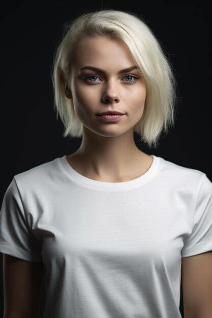 Premium AI Image Portrait Of A Blonde Woman With White T Shirt