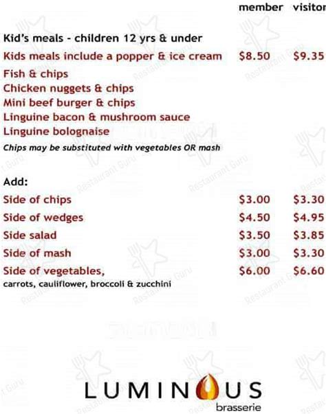 Menu At Gosford RSL Club West Gosford